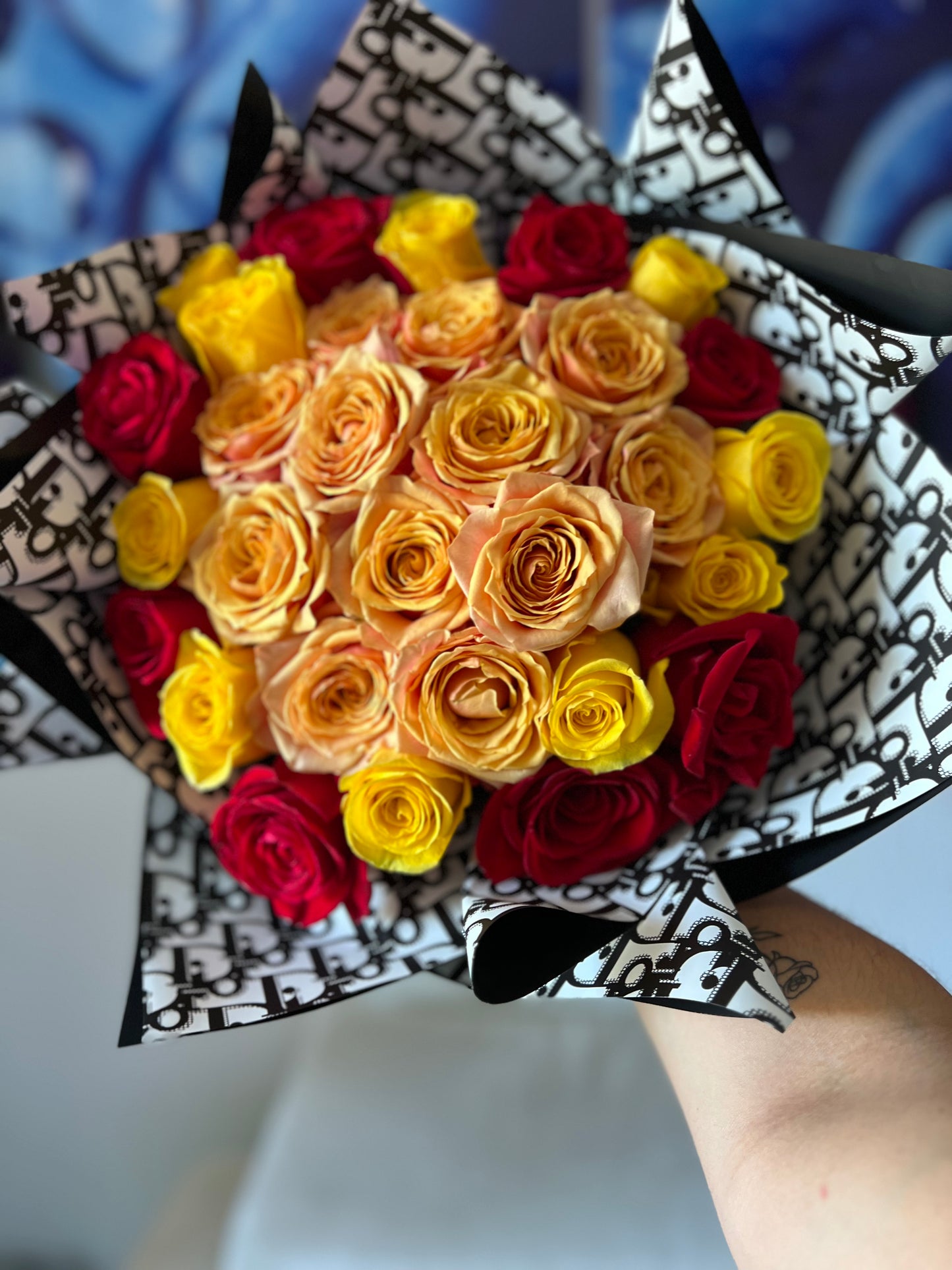 Red & Yellow Bouquet- Fresh Roses