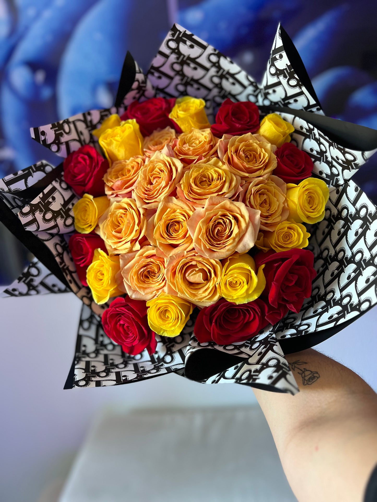 Red & Yellow Bouquet- Fresh Roses